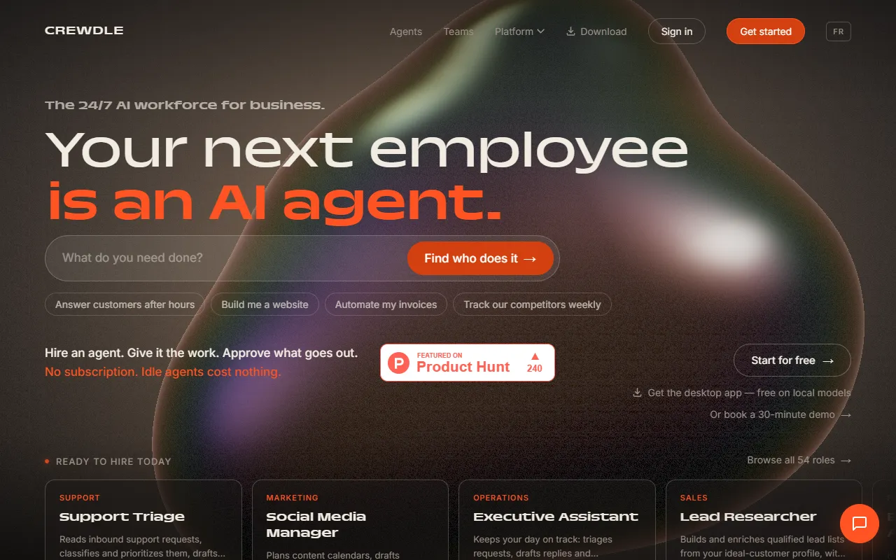 Crewdle website screenshot