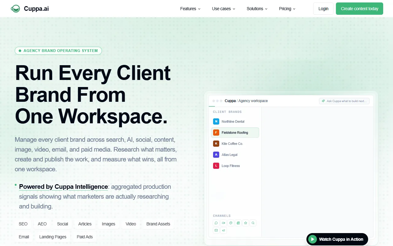Cuppa website screenshot