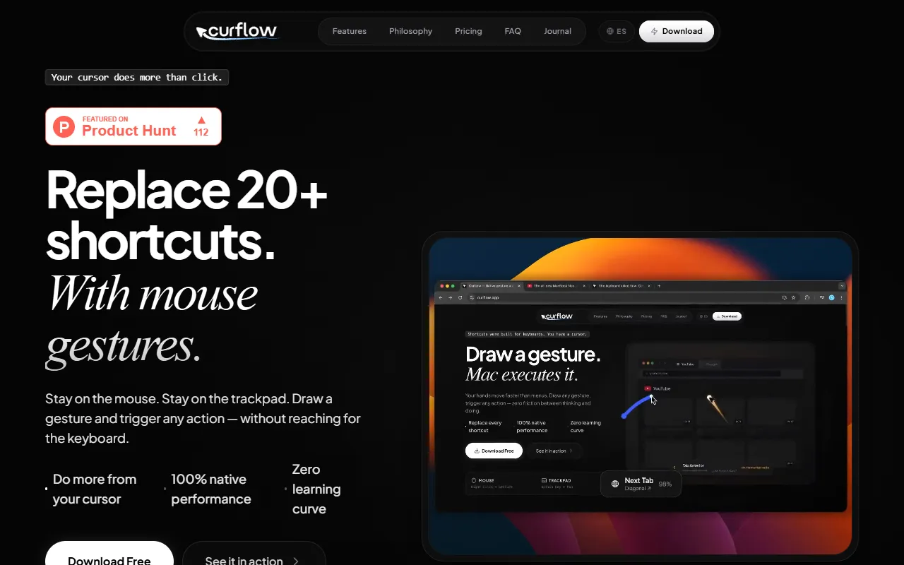 Curflow website screenshot