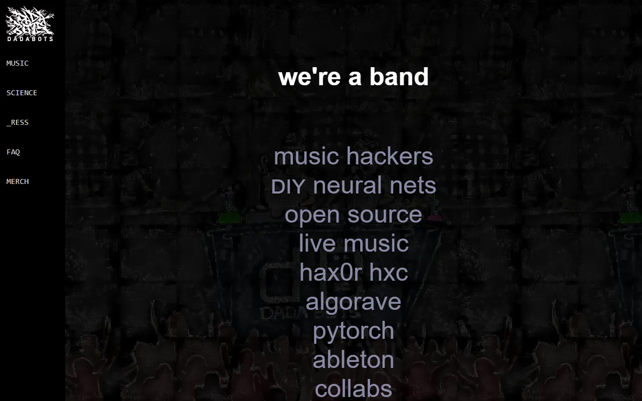 Dadabots website screenshot