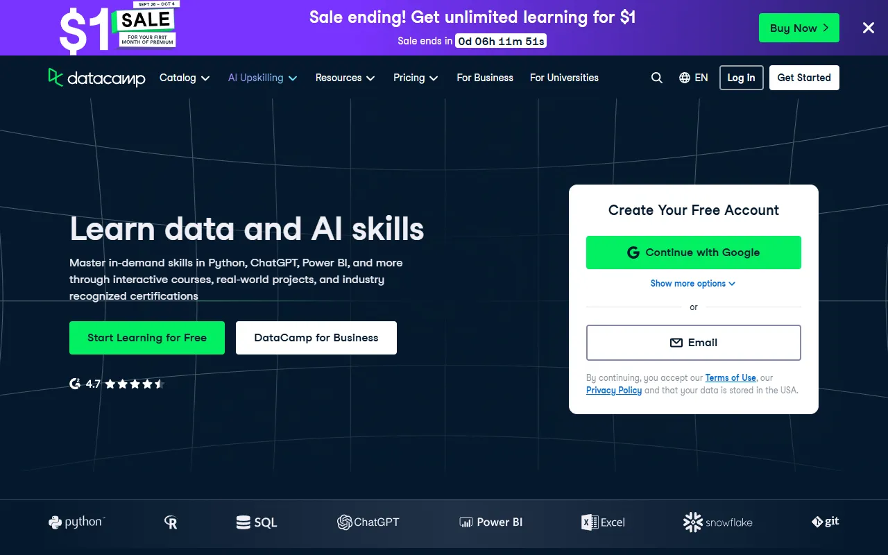 DataCamp website screenshot
