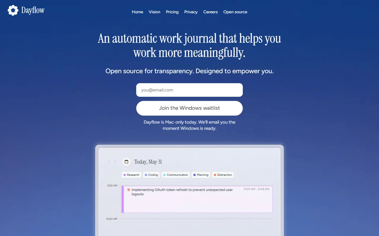 Dayflow website screenshot