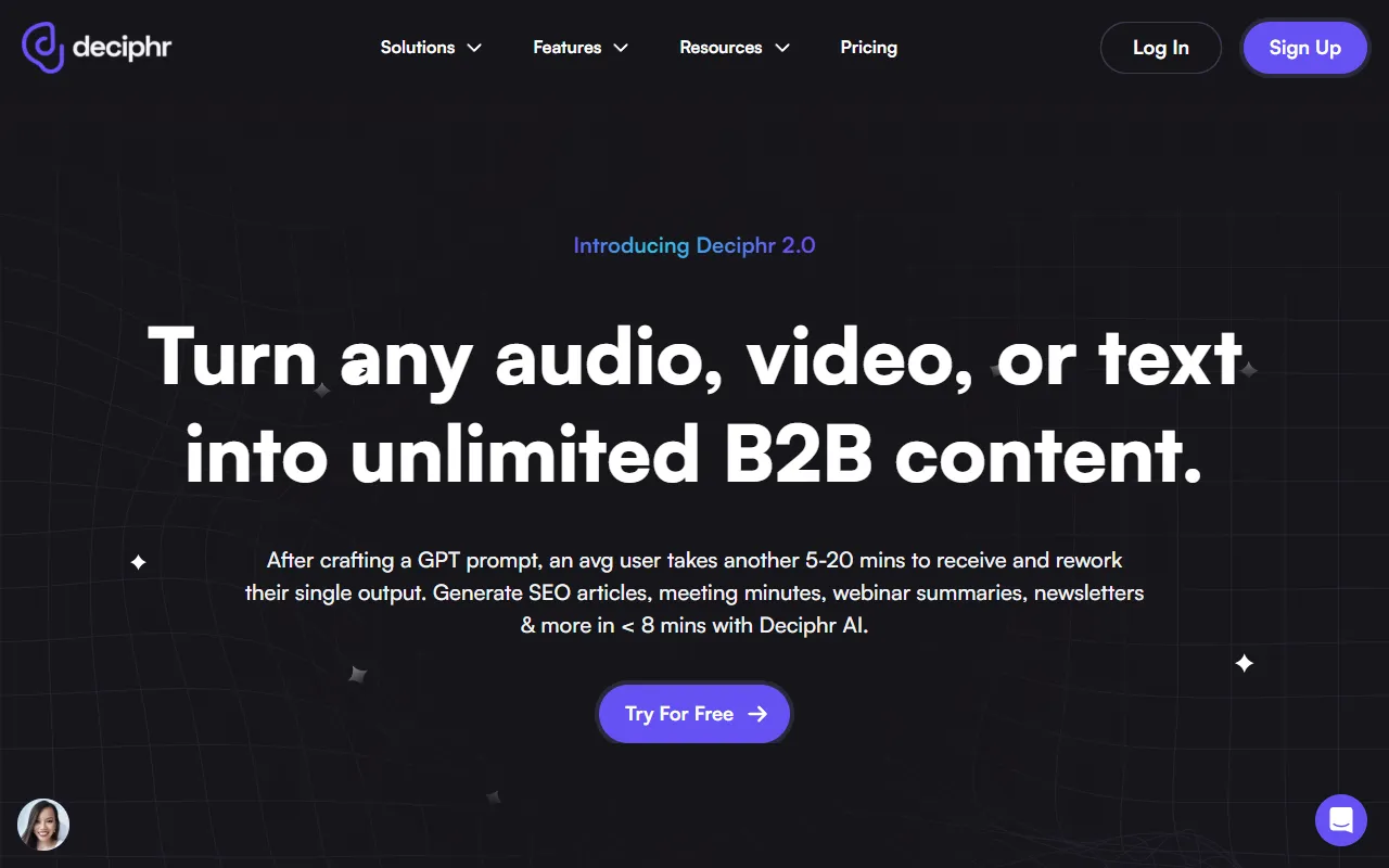 Deciphr website screenshot