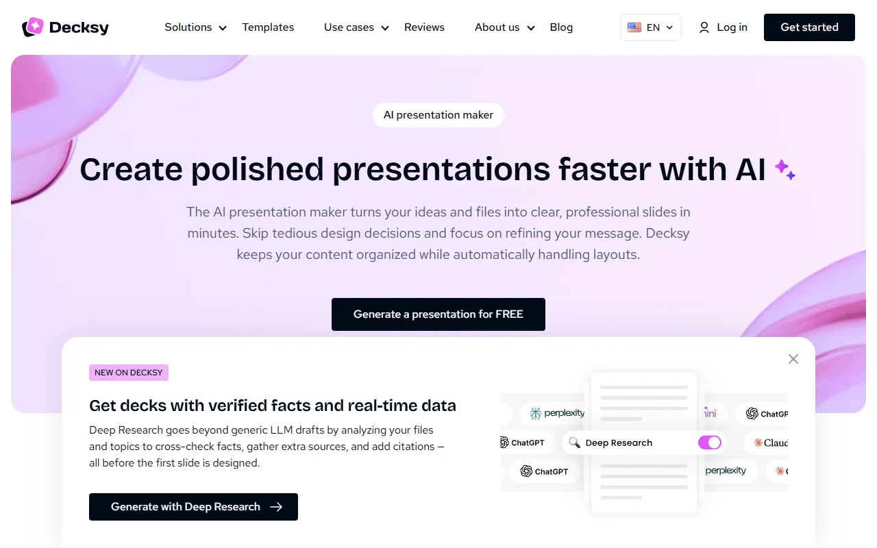 Decksy AI website screenshot