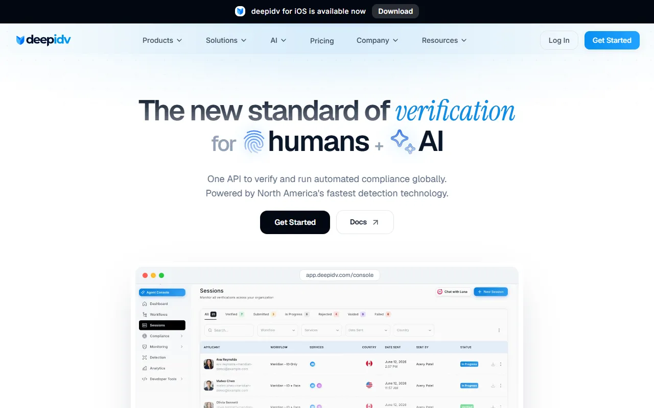 deepidv website screenshot