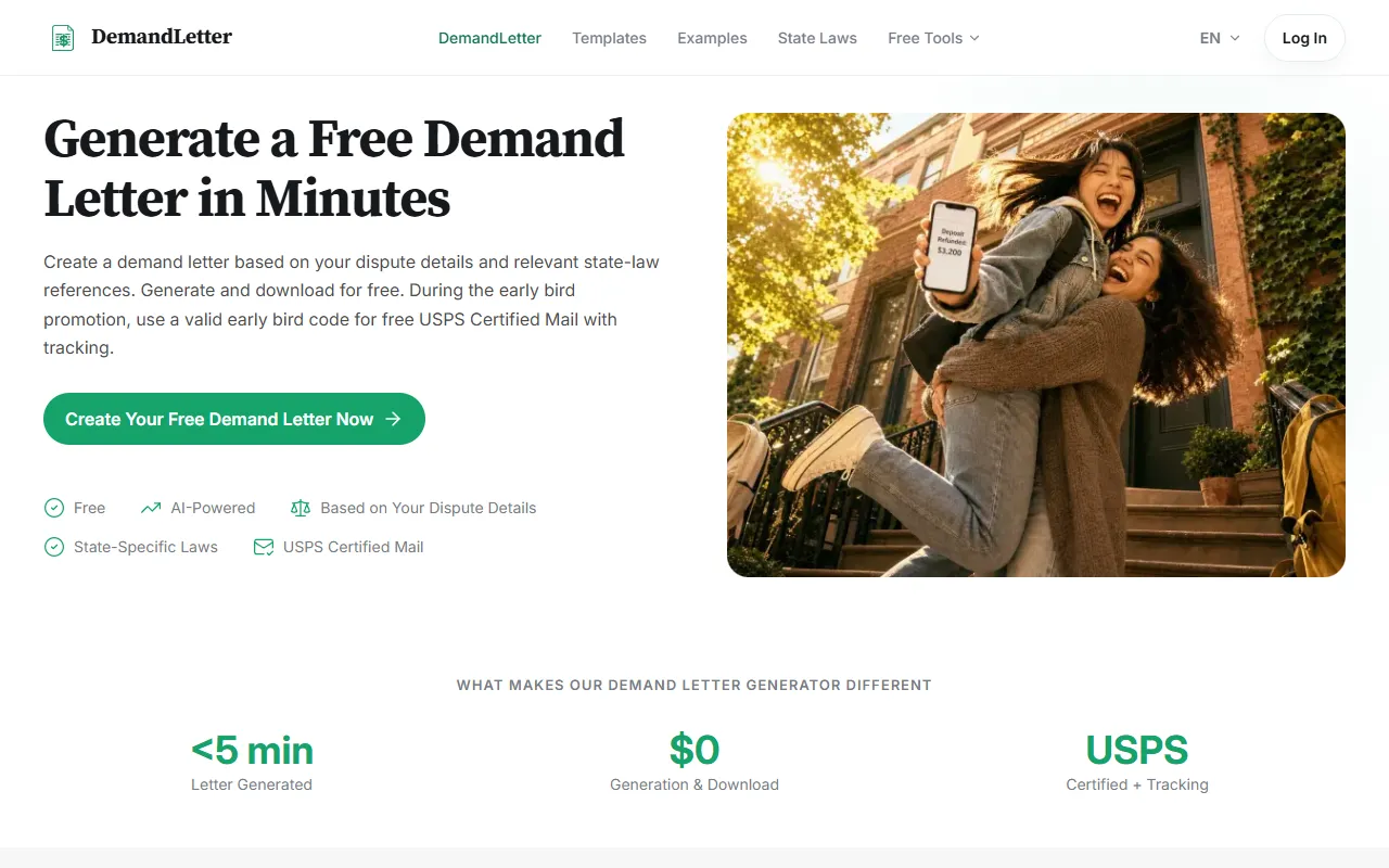 Demand Letter website screenshot