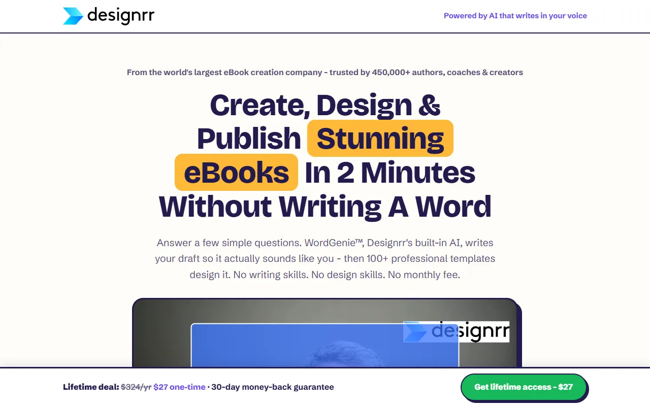 Designrr website screenshot