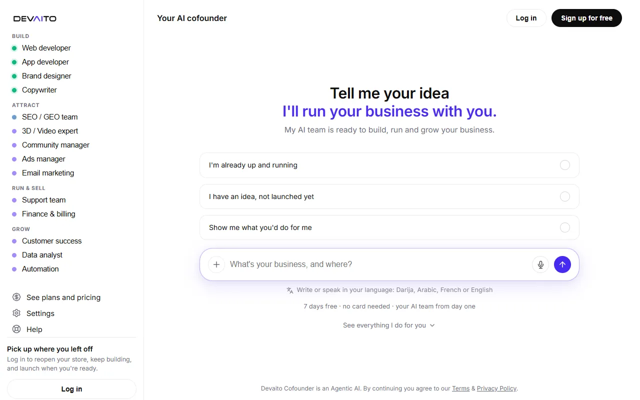 Devaito website screenshot