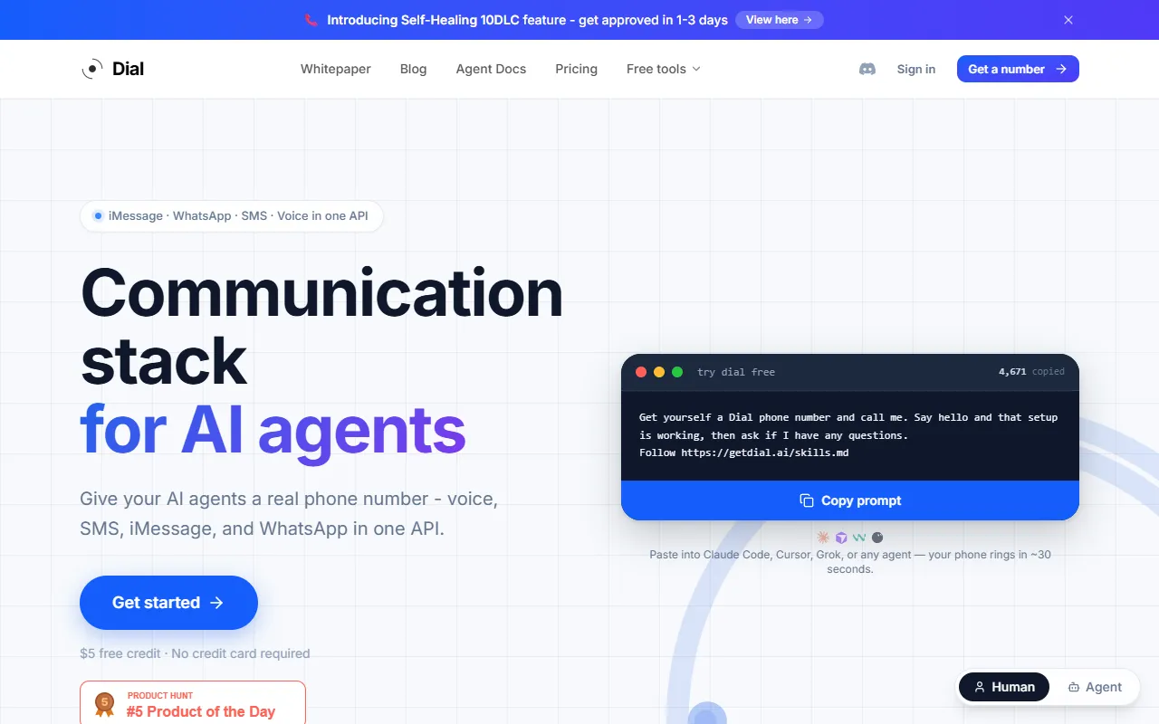Dial website screenshot