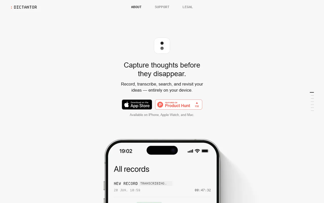 Dictantor website screenshot