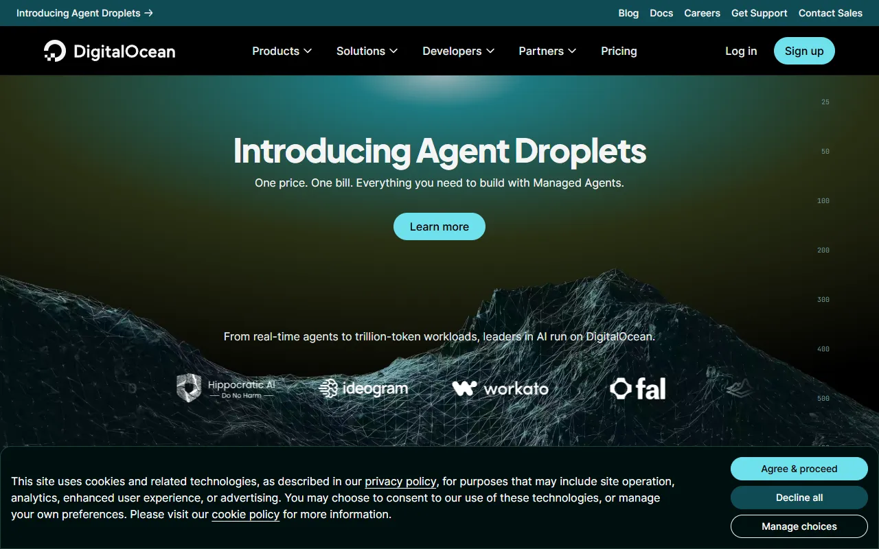 DigitalOcean website screenshot