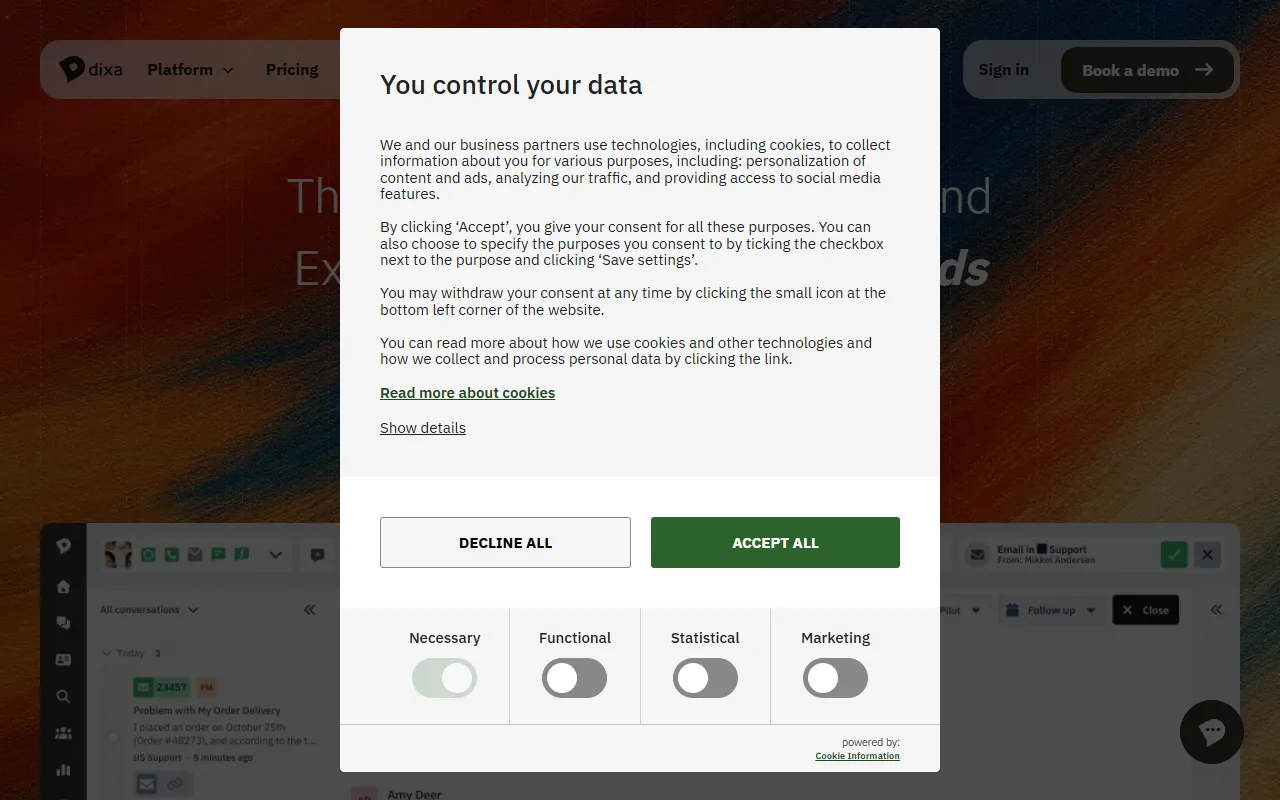 Dixa (Mim) website screenshot