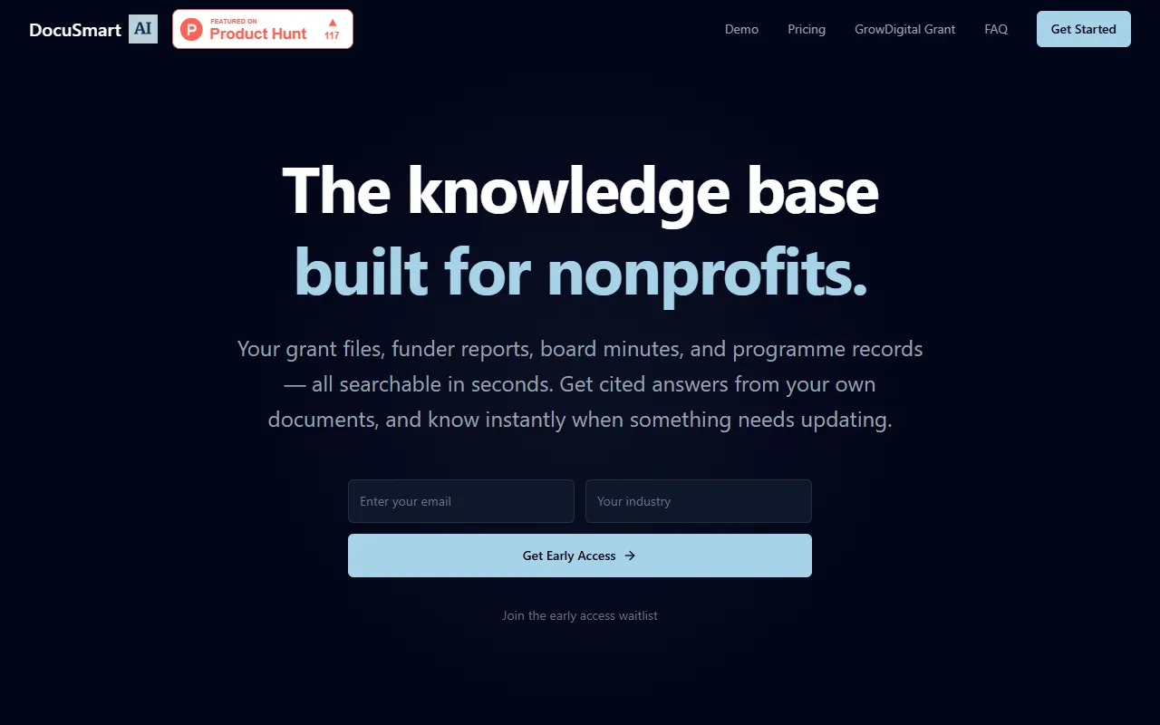 DocuSmart AI website screenshot
