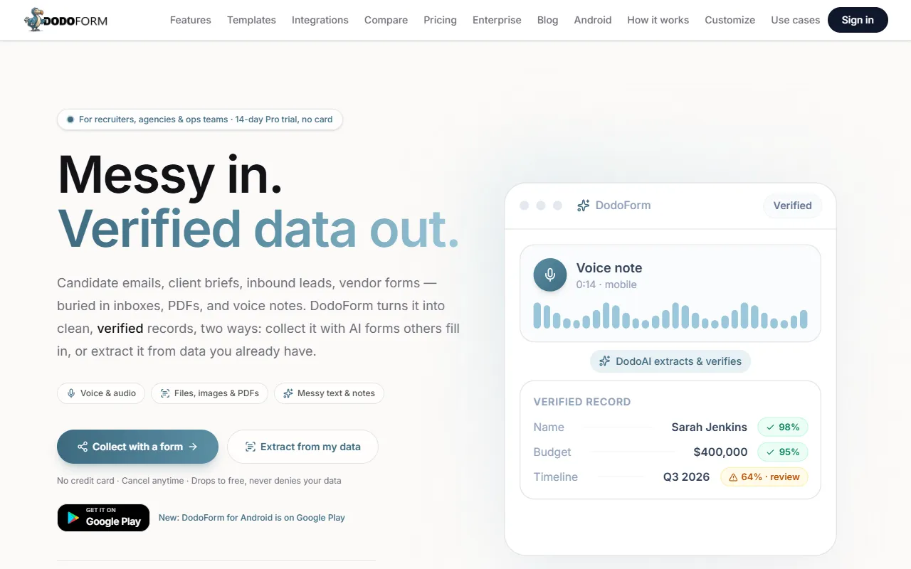 DodoForm website screenshot