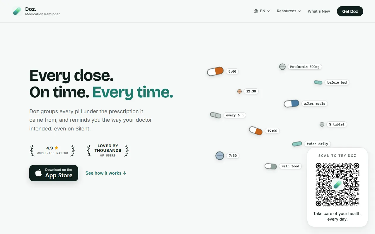 Doz website screenshot