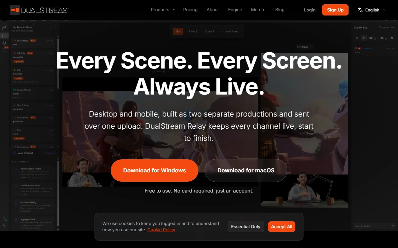 DualStream website screenshot
