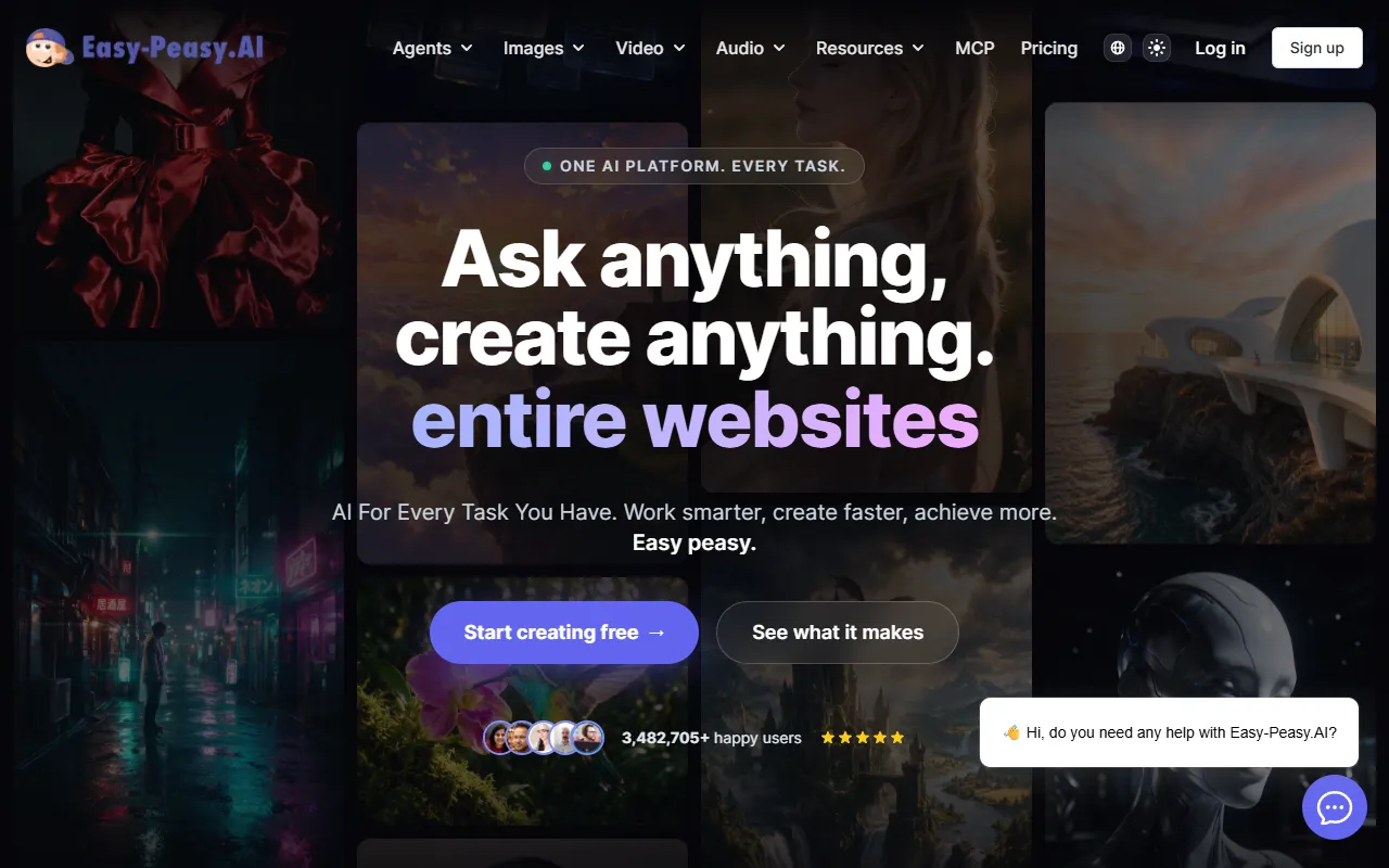 Easy Peasy website screenshot