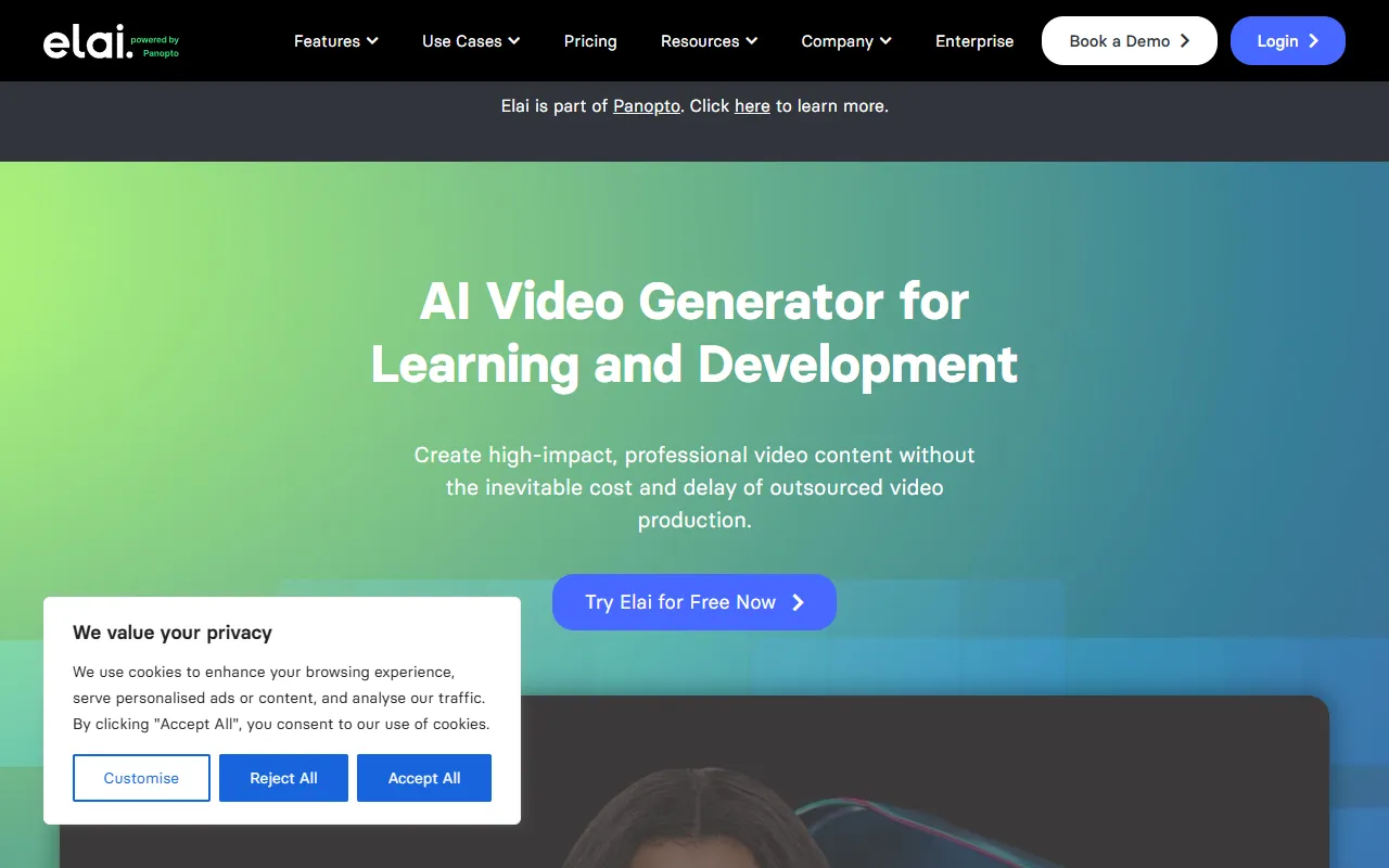 Elai website screenshot