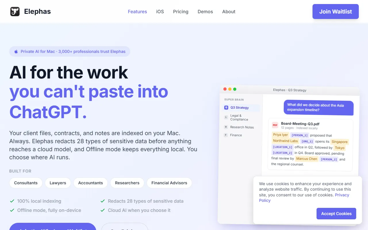 Elephas website screenshot