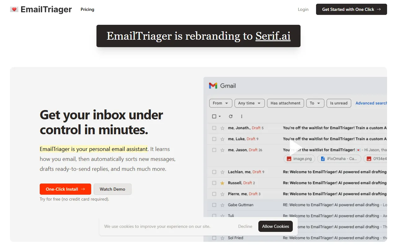 EmailTriager website screenshot
