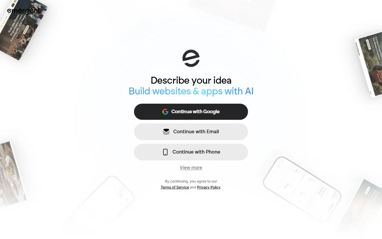 Emergent website screenshot
