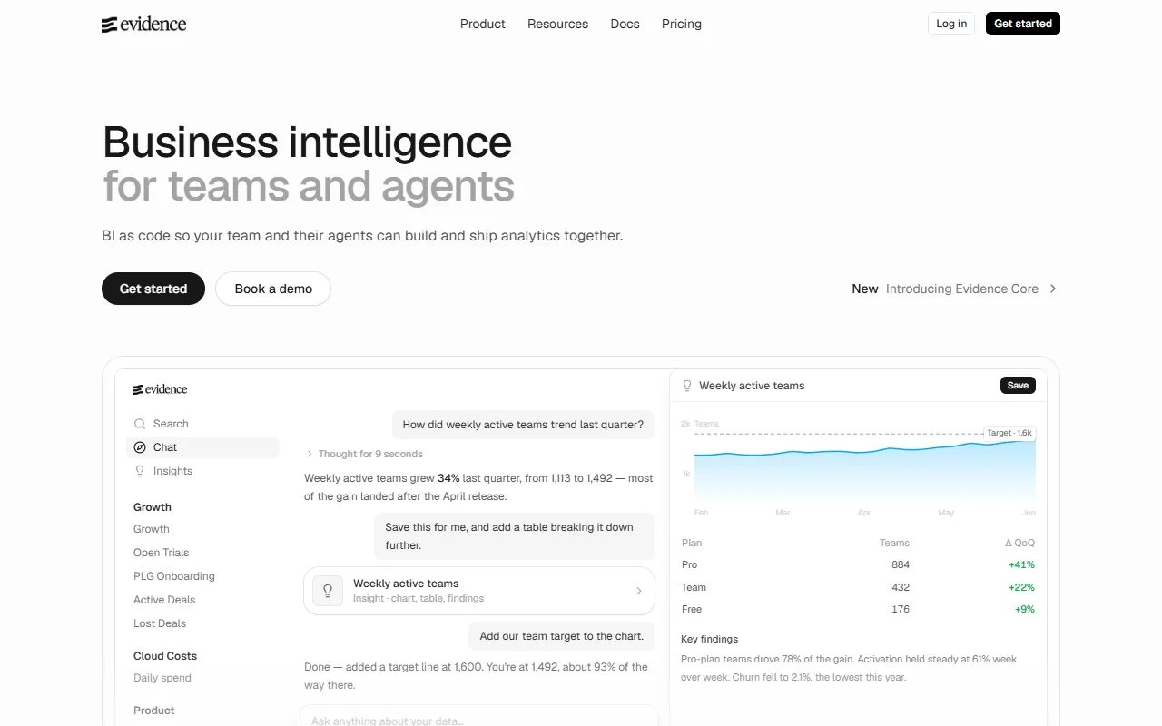 Evidence website screenshot