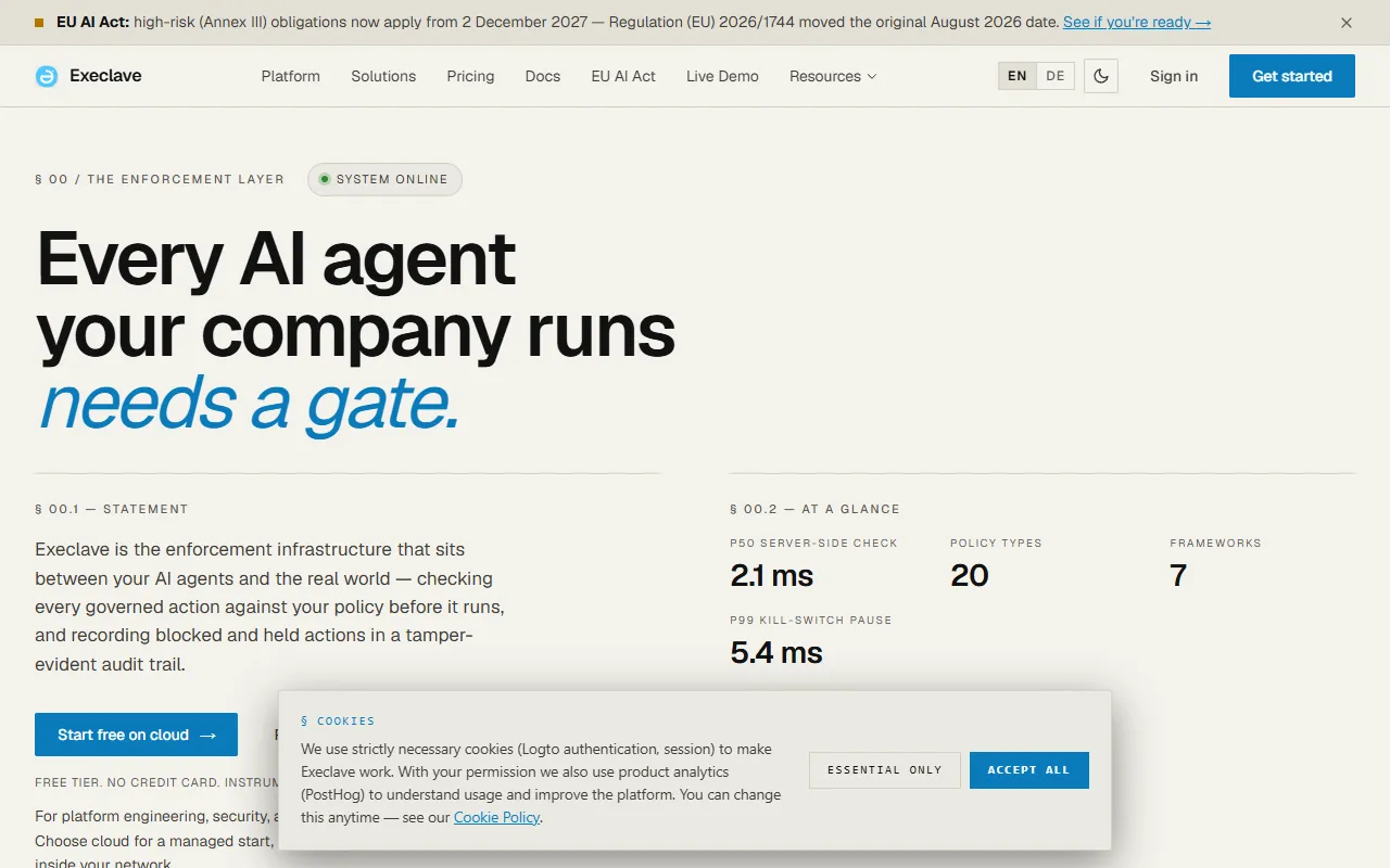 Execlave website screenshot