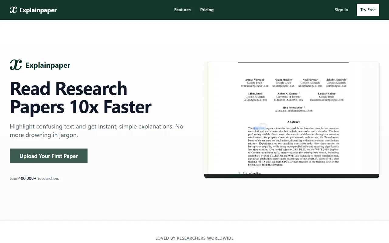 Explainpaper website screenshot