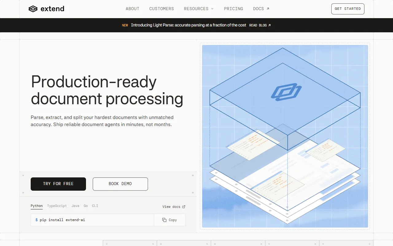 Extend website screenshot
