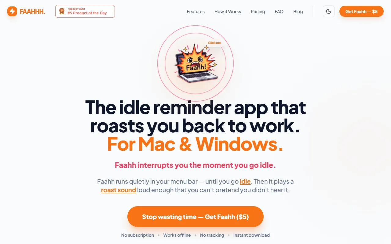 Faahh website screenshot