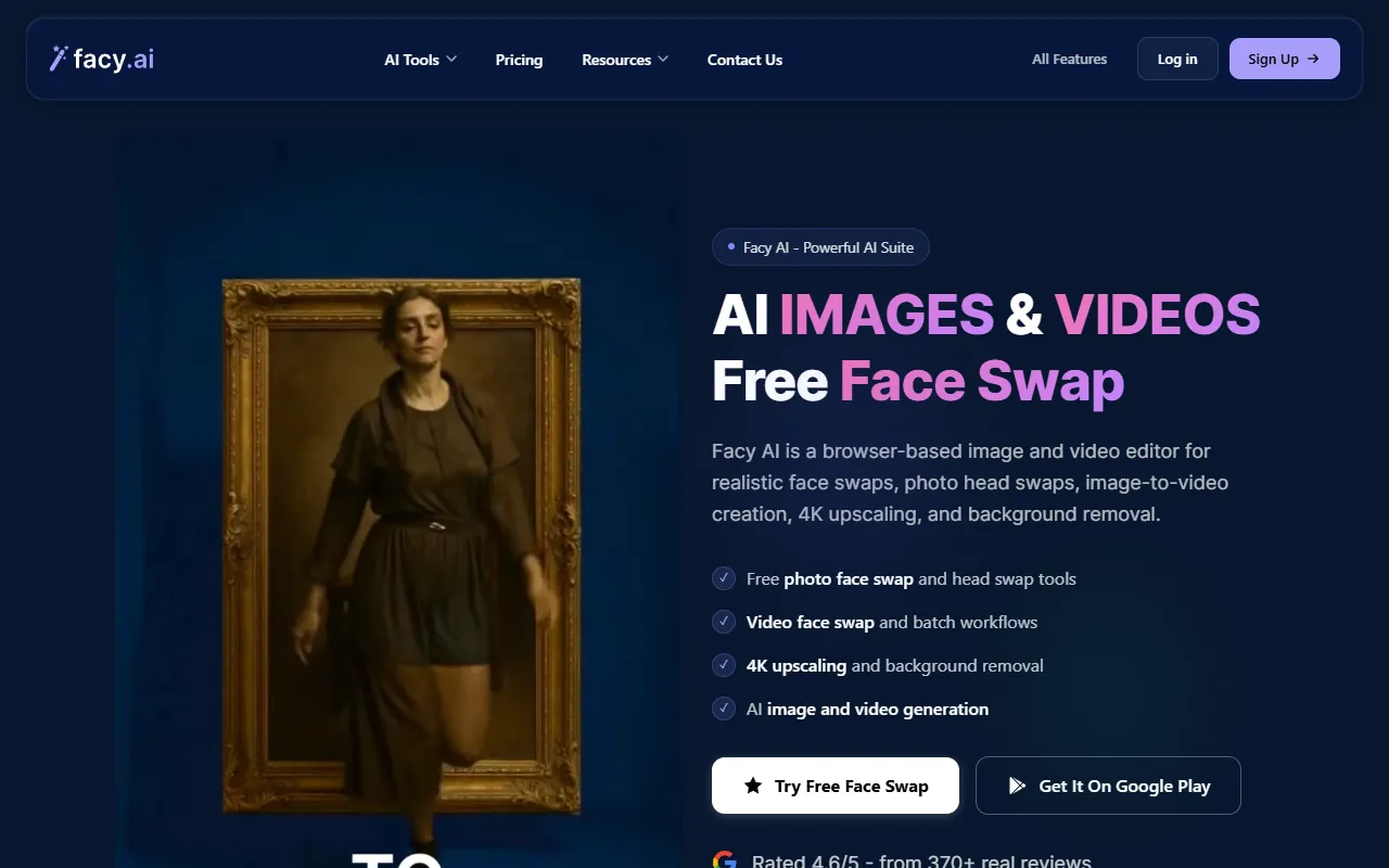 Facy Photo Face Swap website screenshot