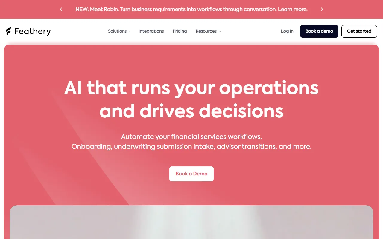 Feathery website screenshot