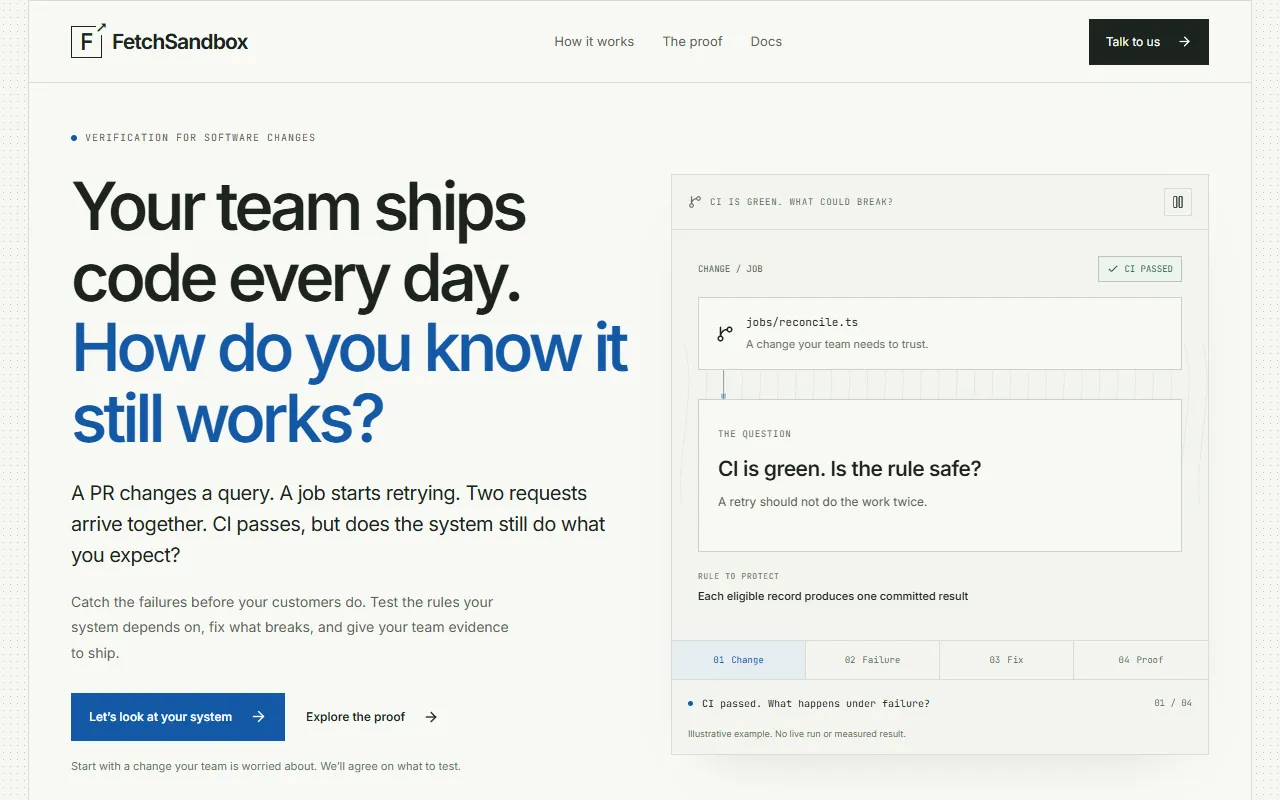 FetchSandbox website screenshot
