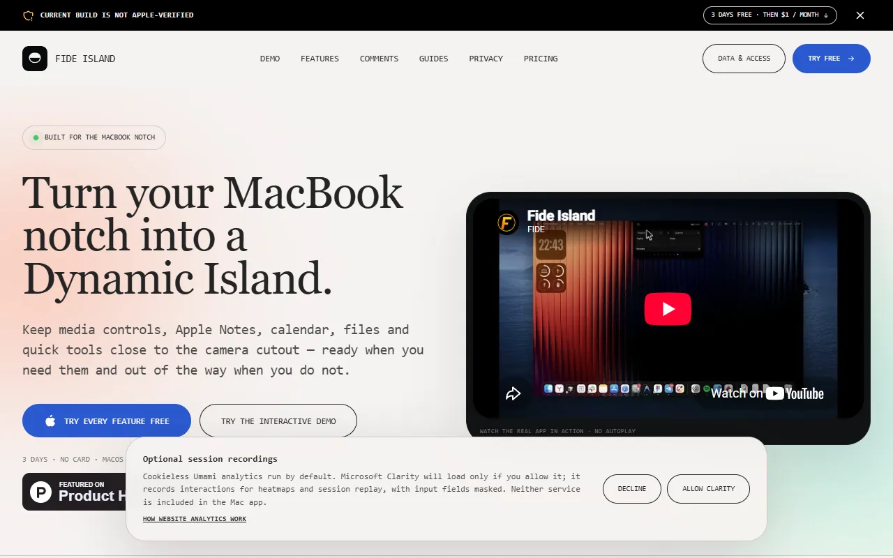 Fide Island website screenshot