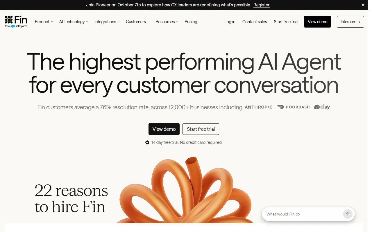 Fin website screenshot