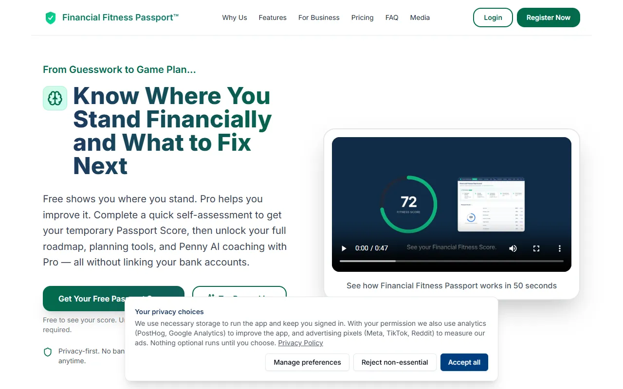 Financial Fitness Passport website screenshot