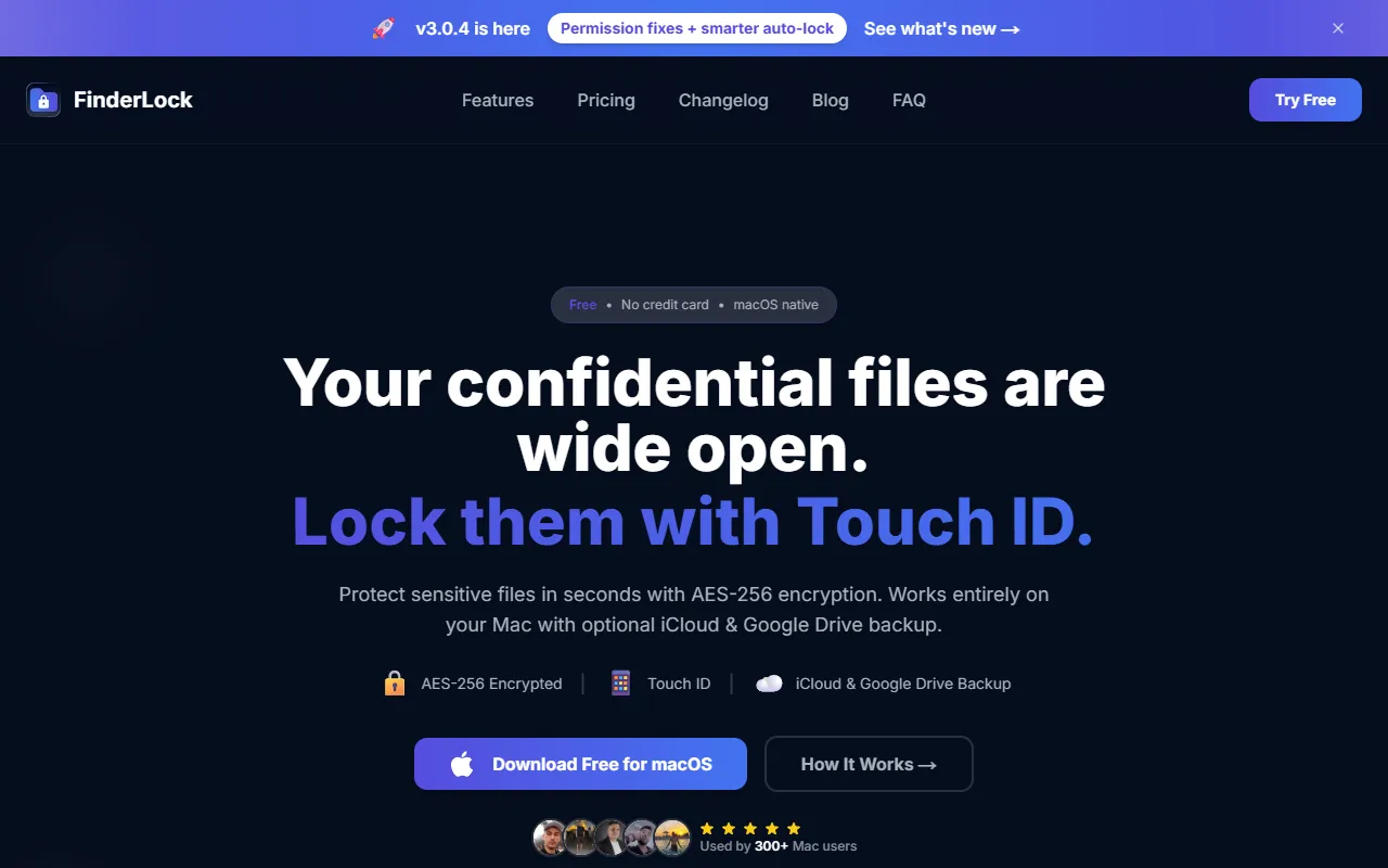 Finderlock website screenshot