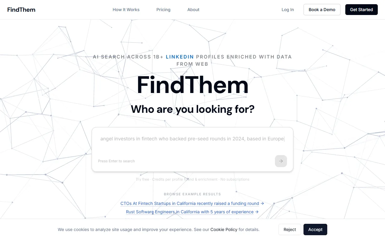 FindThem website screenshot
