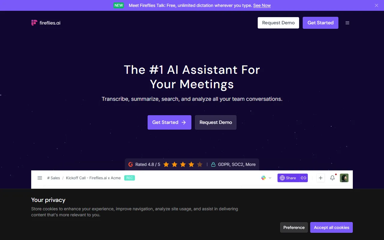 Fireflies website screenshot