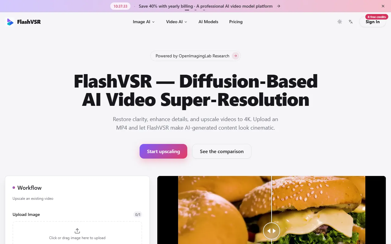 FlashVSR website screenshot