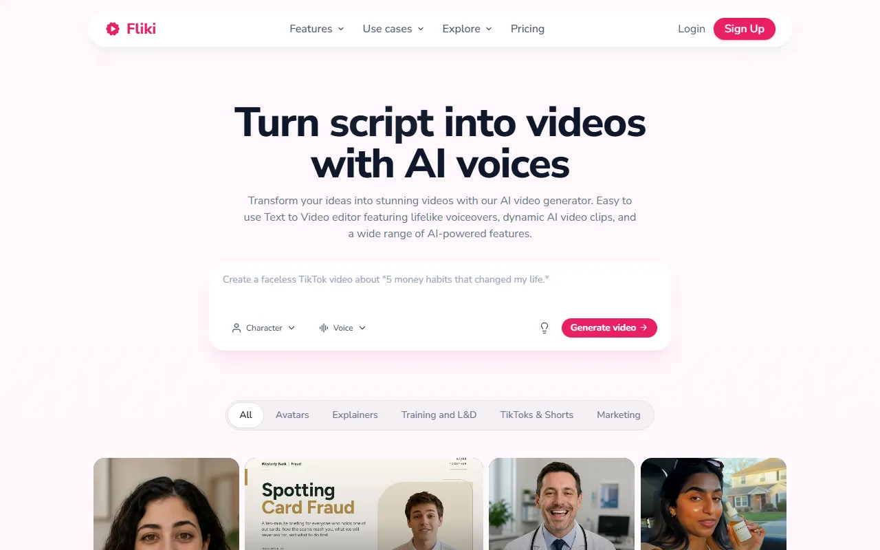 Fliki AI website screenshot