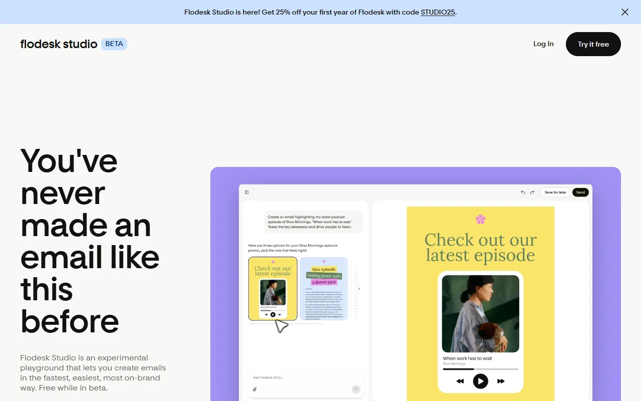 Flodesk Studio website screenshot