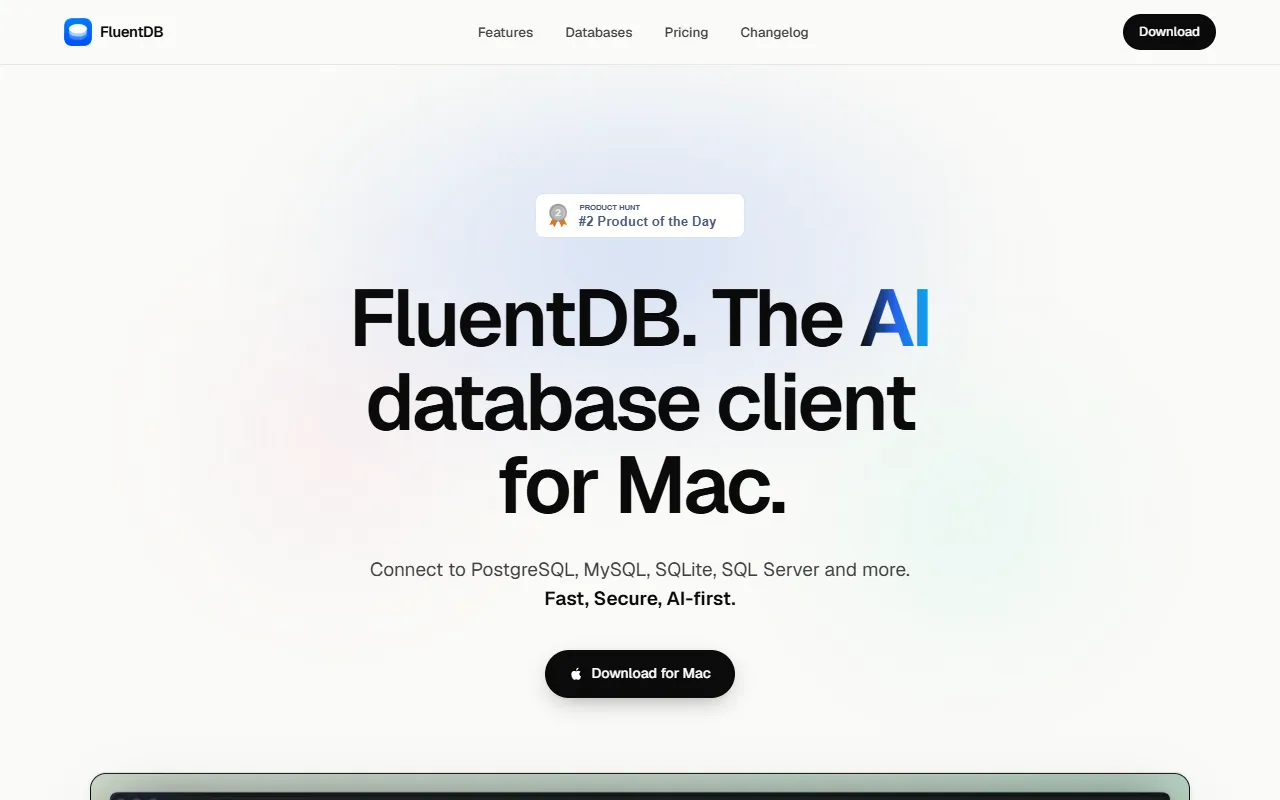 FluentDB website screenshot