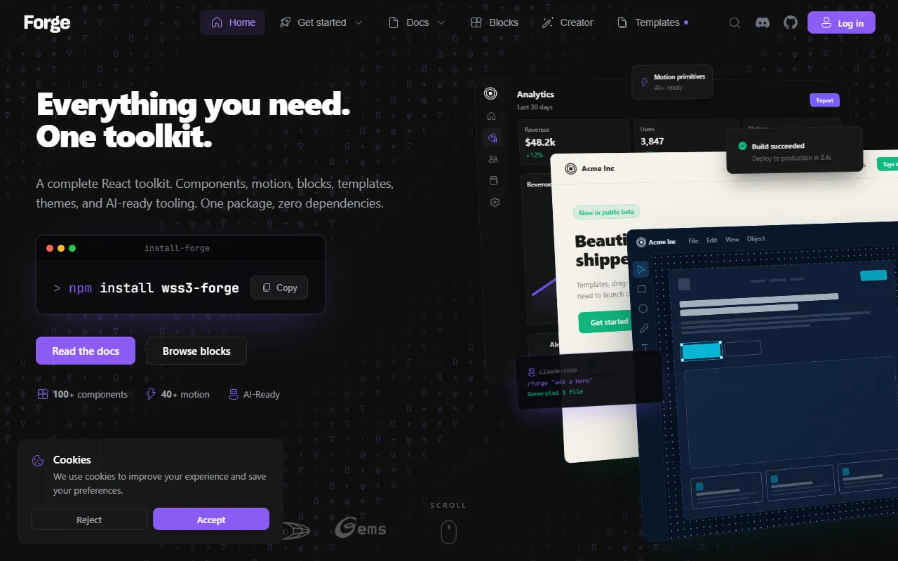 Forge website screenshot