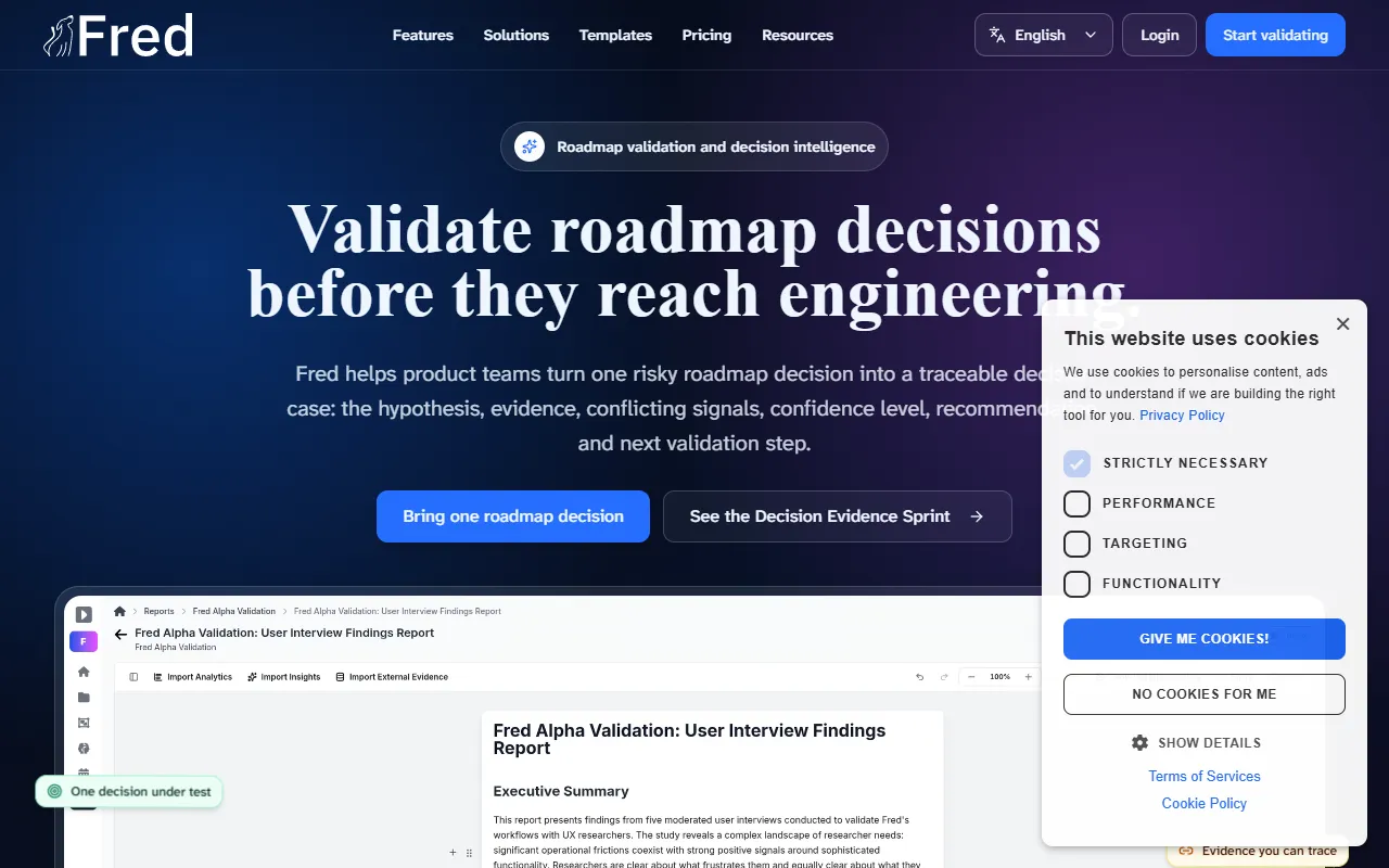 Fred - The User Research Shepherd website screenshot