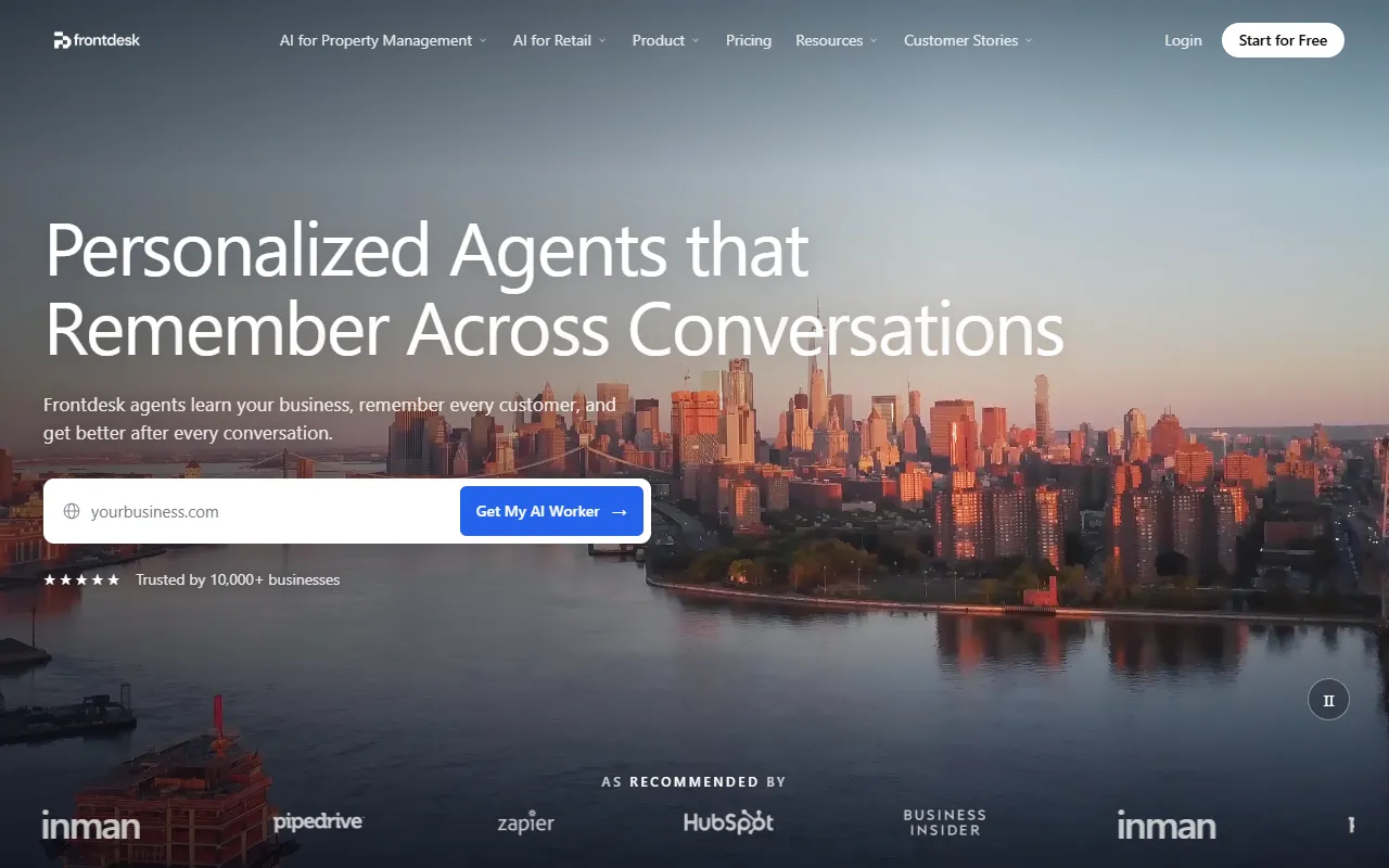 Frontdesk AI website screenshot