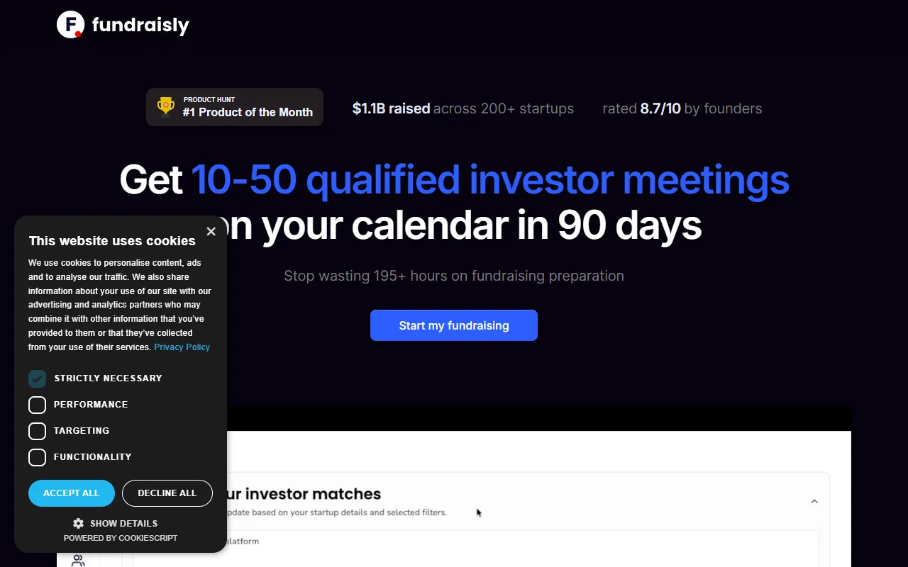 Fundraisly website screenshot