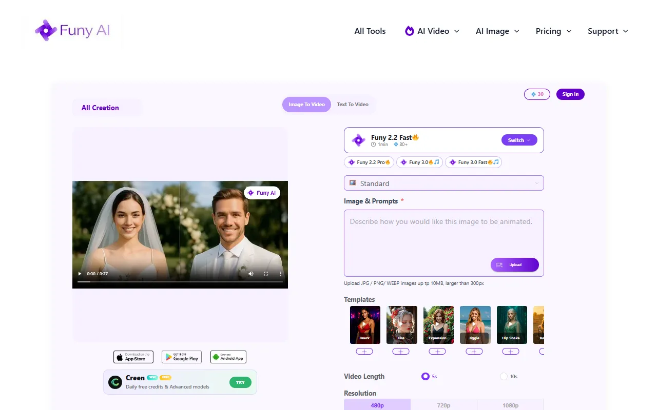 Funy AI website screenshot