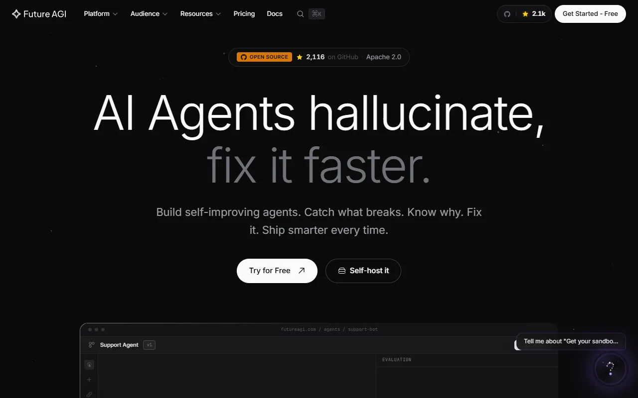 Future AGI website screenshot