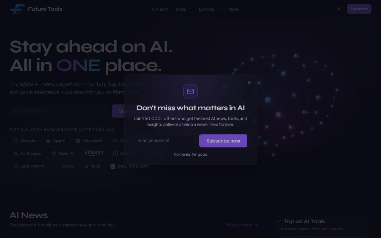 Future Tools website screenshot